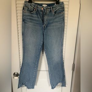 Good American cropped frayed jean